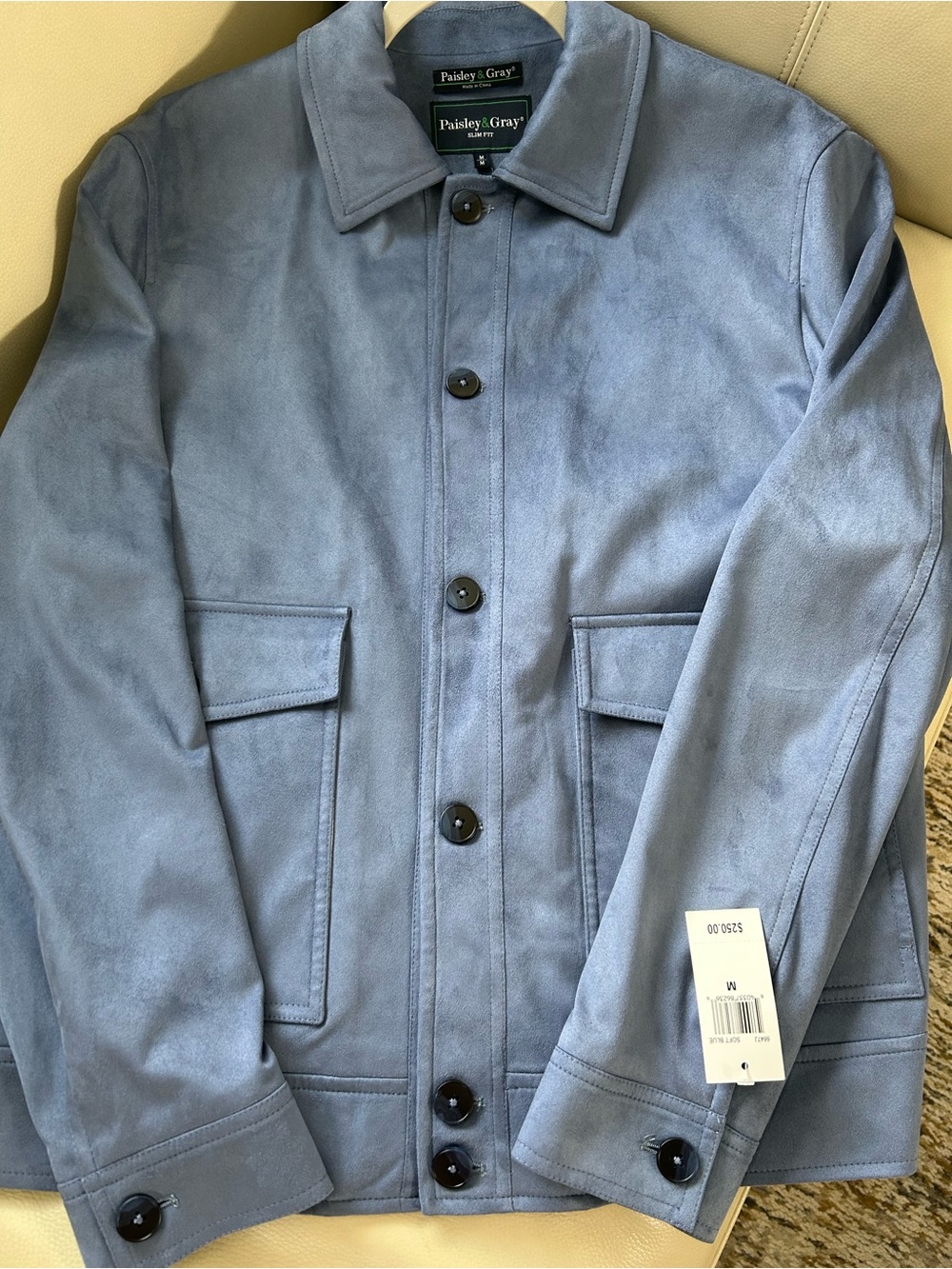 NWT Paisley & Gray Soft Blue Suede Like Jacket